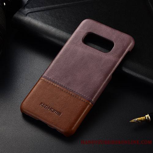 Samsung Galaxy S10e Coque Étui Étoile Cuir Véritable Très Mince De Téléphone Rouge