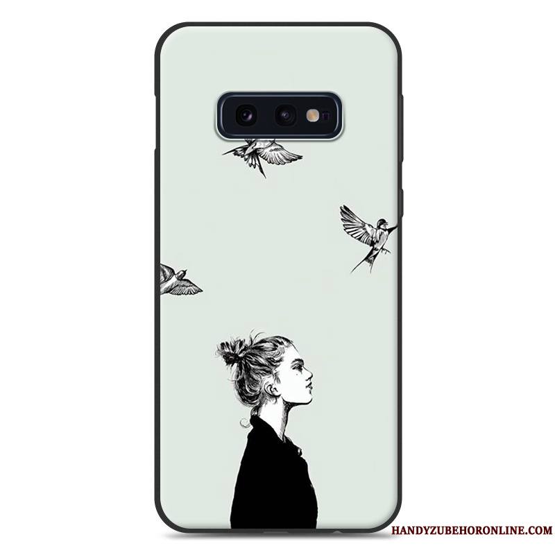 Samsung Galaxy S10e Ornements Suspendus Fluide Doux Créatif Personnalité Téléphone Portable Coque De Téléphone Blanc