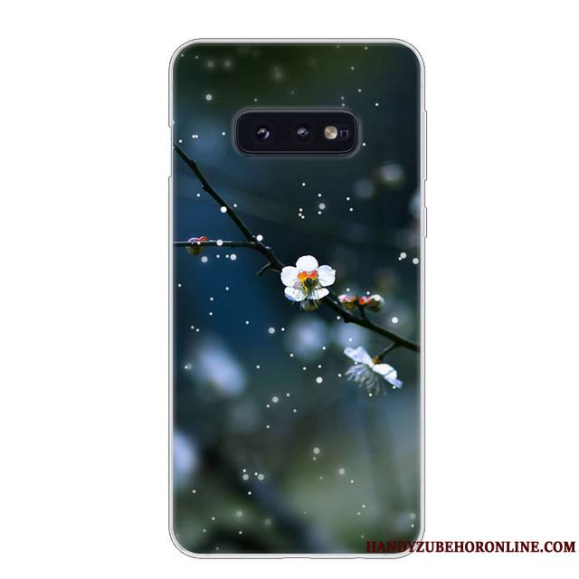 Samsung Galaxy S10e Silicone Fluide Doux Bleu Protection Blanc Coque De Téléphone Étui