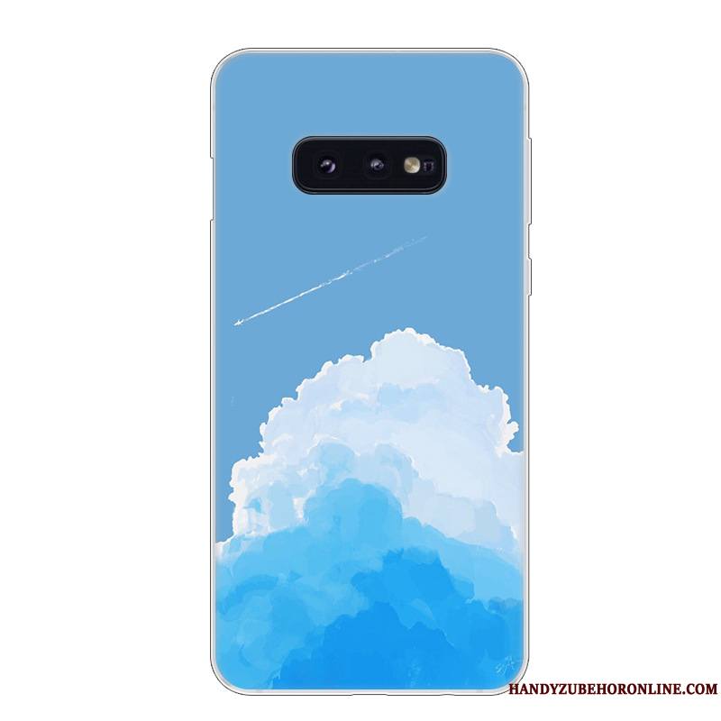 Samsung Galaxy S10e Silicone Fluide Doux Bleu Protection Blanc Coque De Téléphone Étui