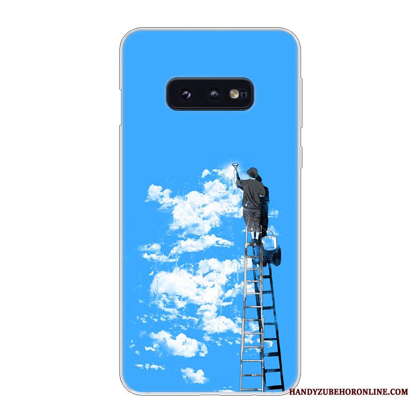 Samsung Galaxy S10e Silicone Fluide Doux Bleu Protection Blanc Coque De Téléphone Étui