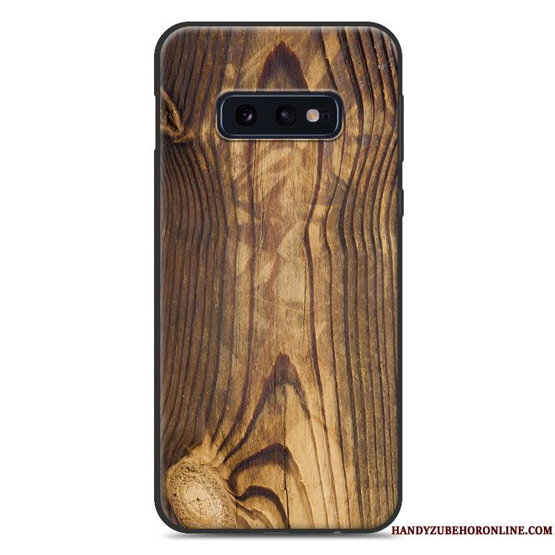 Samsung Galaxy S10e Tout Compris Grain De Bois Protection Coque De Téléphone Bleu Incassable Fluide Doux