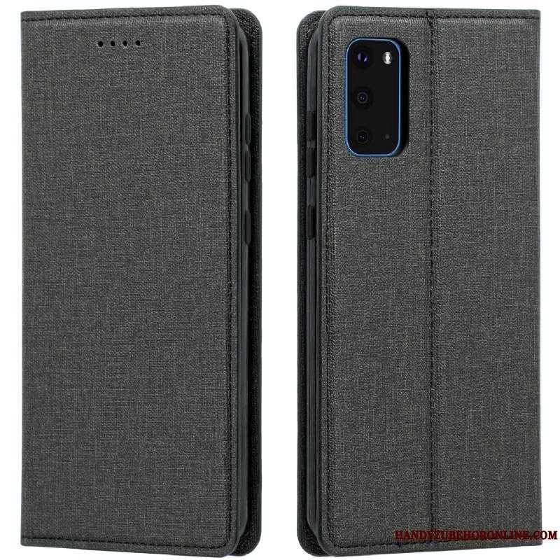 Samsung Galaxy S20 Coque De Téléphone Tissu Housse Étui En Cuir Étoile Bleu Modèle Fleurie