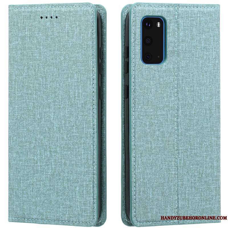 Samsung Galaxy S20 Coque De Téléphone Tissu Housse Étui En Cuir Étoile Bleu Modèle Fleurie