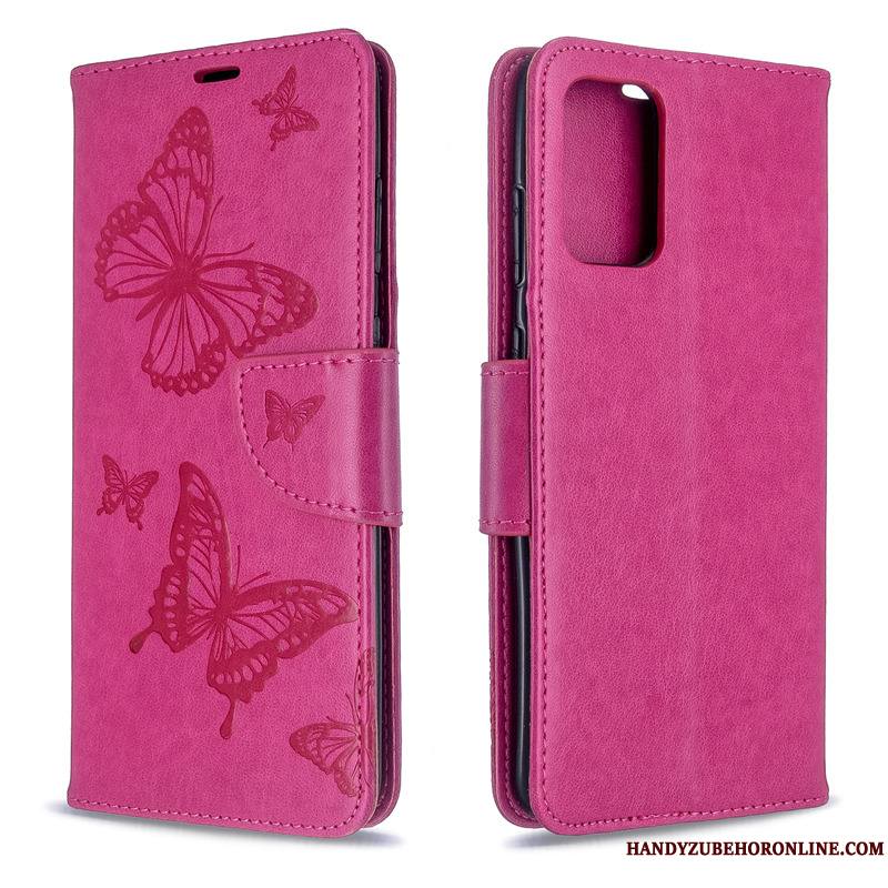 Samsung Galaxy S20 Coque Papillon Housse Couleur Unie En Relief Étui Gaufrage Ornements Suspendus