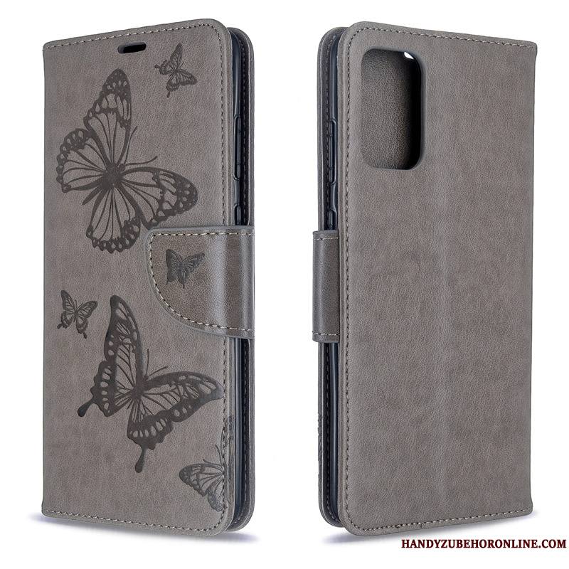 Samsung Galaxy S20 Coque Papillon Housse Couleur Unie En Relief Étui Gaufrage Ornements Suspendus