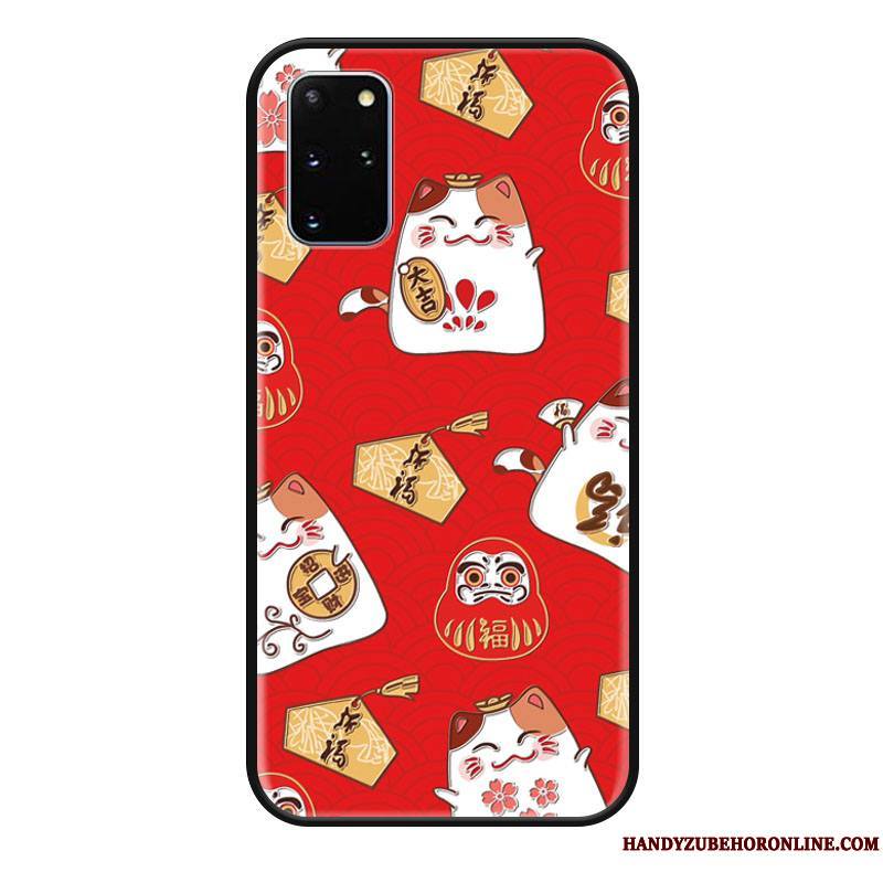 Samsung Galaxy S20+ Coque Silicone Chat Tendance Gaufrage Dessin Animé Délavé En Daim Richesse