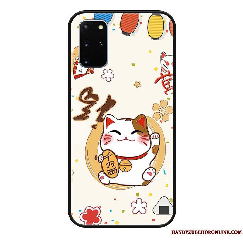 Samsung Galaxy S20+ Coque Silicone Chat Tendance Gaufrage Dessin Animé Délavé En Daim Richesse