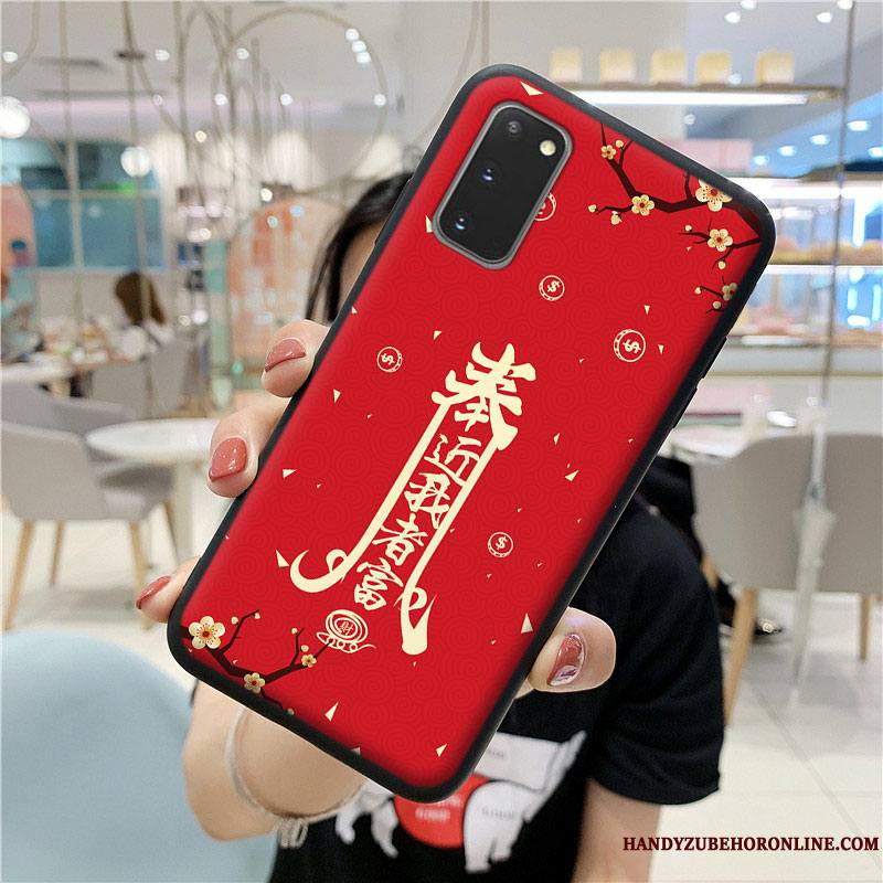 Samsung Galaxy S20 Coque Style Chinois Étui Incassable Protection Tout Compris Rouge Étoile