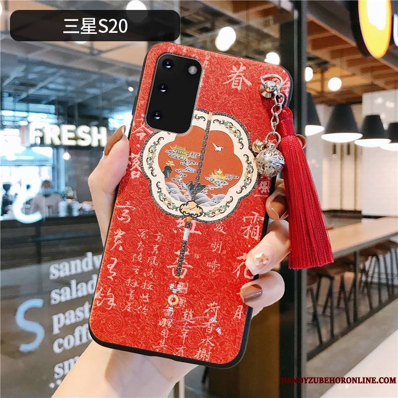 Samsung Galaxy S20 Rouge Vintage Protection À Franges Coque De Téléphone Étui Étoile