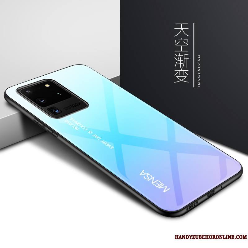 Samsung Galaxy S20 Ultra Bleu Coque De Téléphone Incassable Verre Silicone Étoile