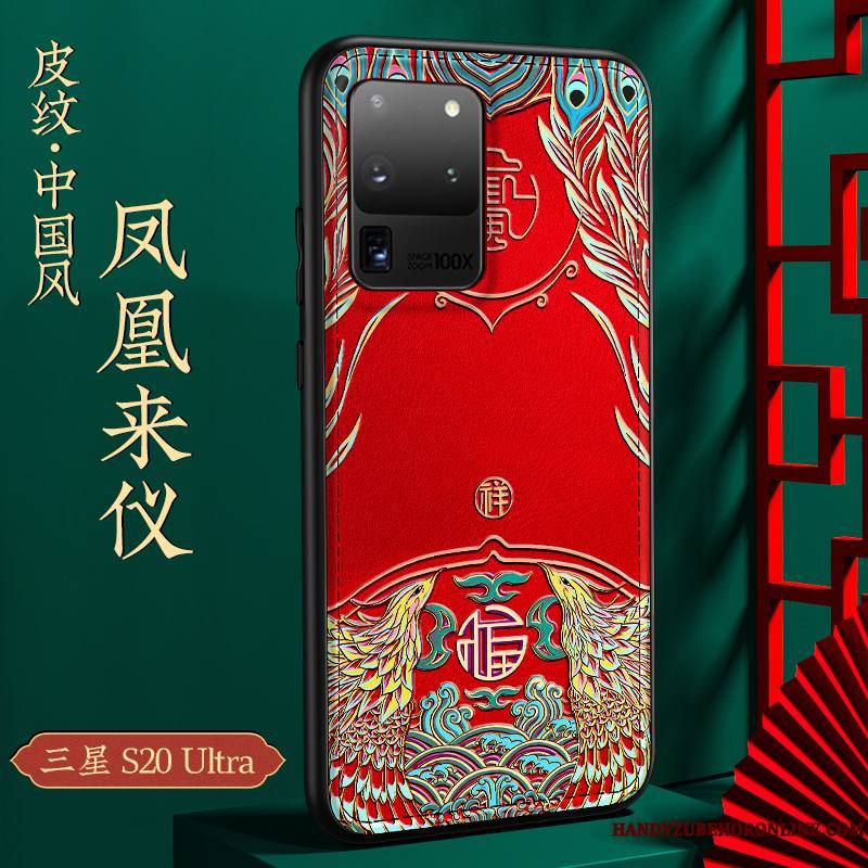 Samsung Galaxy S20 Ultra Coque Tout Compris Étui Silicone Rouge Délavé En Daim Très Mince Luxe