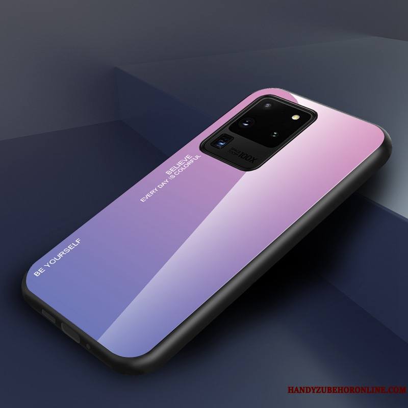 Samsung Galaxy S20 Ultra Net Rouge Verre Trempé Incassable Créatif Étoile Coque De Téléphone