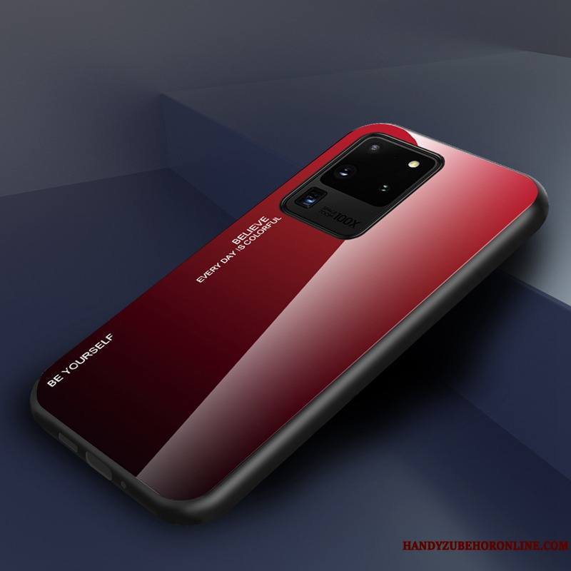 Samsung Galaxy S20 Ultra Net Rouge Verre Trempé Incassable Créatif Étoile Coque De Téléphone