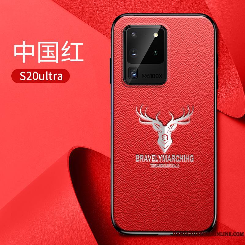 Samsung Galaxy S20 Ultra Net Rouge Étoile Coque Personnalité Nouveau Étui En Cuir De Téléphone