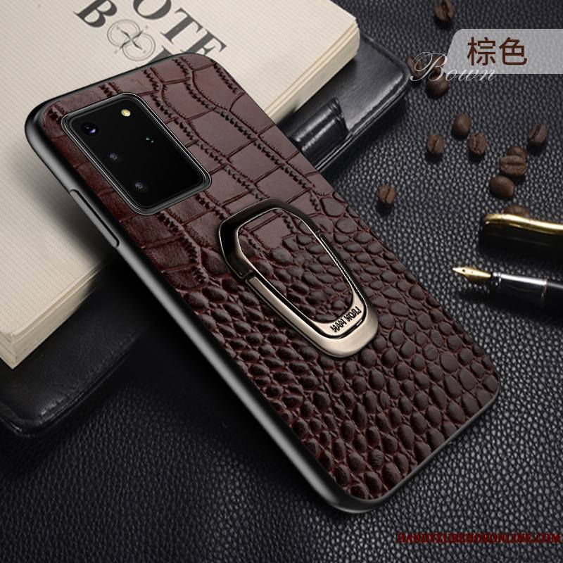 Samsung Galaxy S20+ Étui Support Incassable Protection Cuir Véritable Coque De Téléphone Étoile