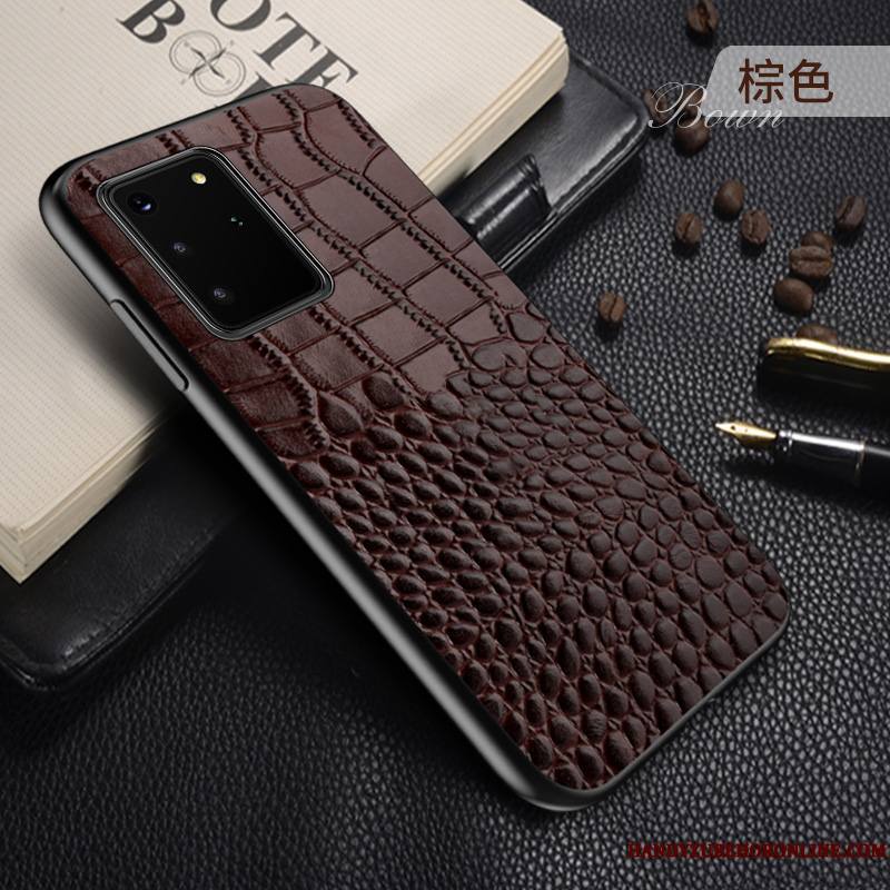 Samsung Galaxy S20+ Étui Support Incassable Protection Cuir Véritable Coque De Téléphone Étoile