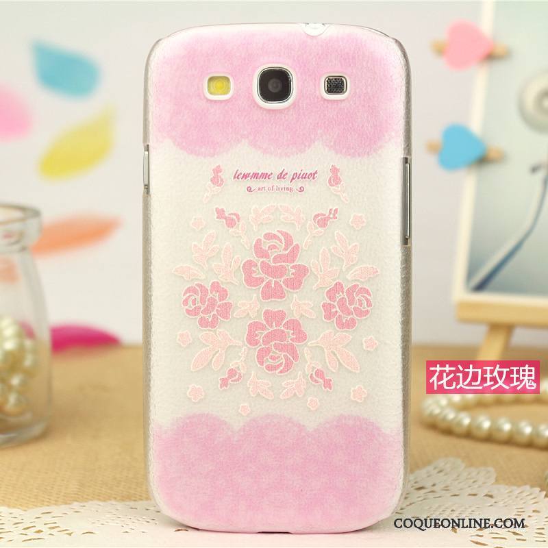 Samsung Galaxy S3 Cuir Coque Tendance Modèle Fleurie Dessin Animé Peinture Rose