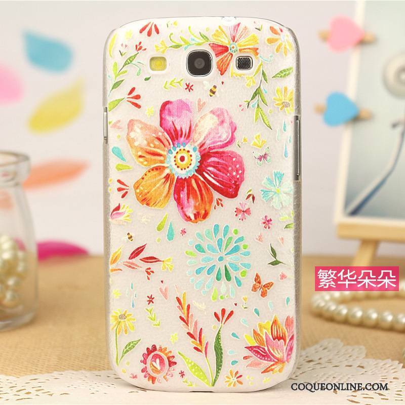 Samsung Galaxy S3 Cuir Coque Tendance Modèle Fleurie Dessin Animé Peinture Rose