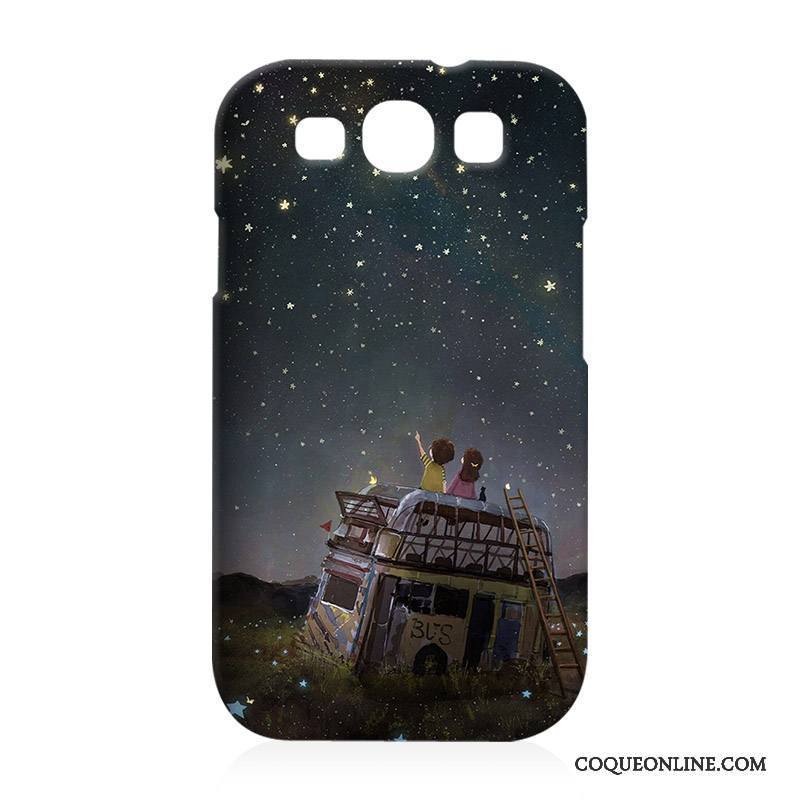 Samsung Galaxy S3 Dessin Animé Noir Coque De Téléphone Blanc Étoile Étui Protection