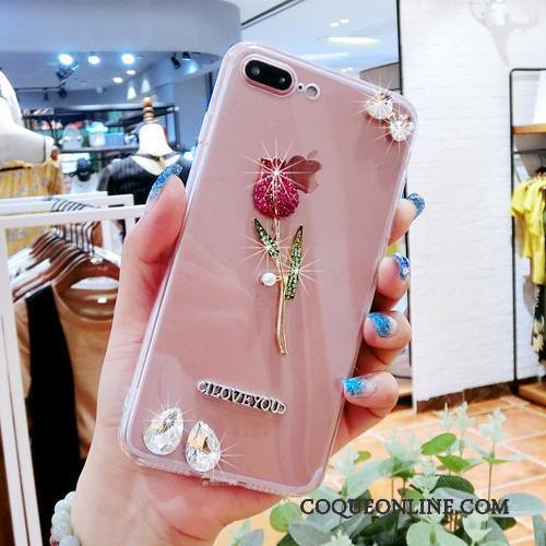 Samsung Galaxy S3 Étui Fleur Strass Rose Coque Silicone Protection