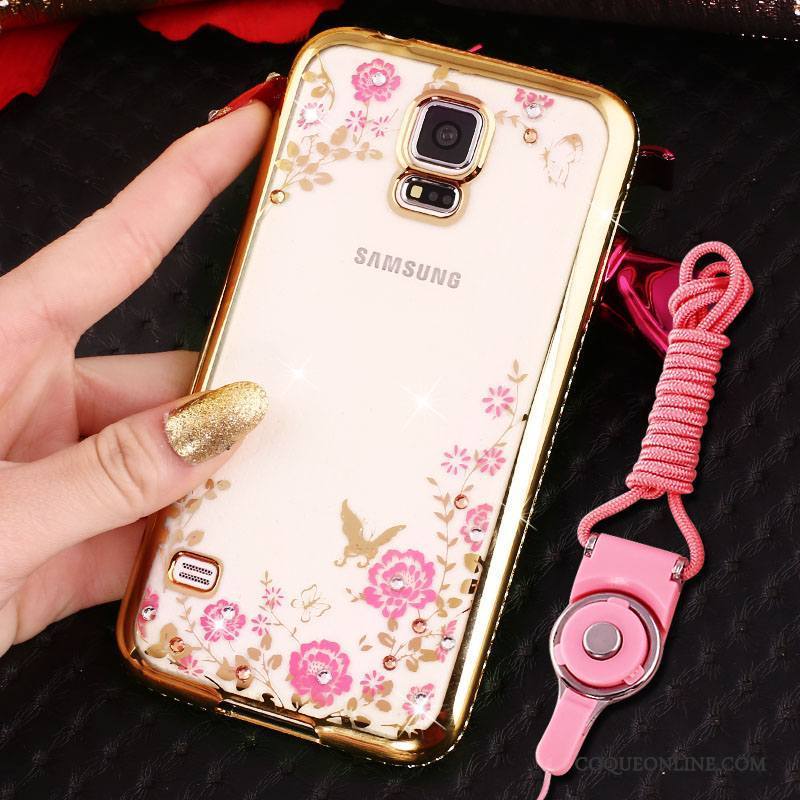 Samsung Galaxy S4 Coque Protection Placage Or Rose Strass Incassable Étoile Étui