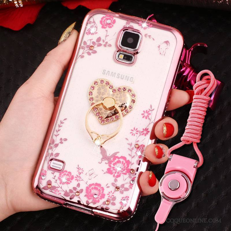 Samsung Galaxy S4 Coque Protection Placage Or Rose Strass Incassable Étoile Étui