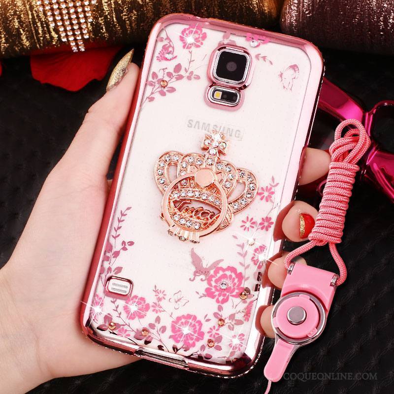 Samsung Galaxy S4 Coque Protection Placage Or Rose Strass Incassable Étoile Étui