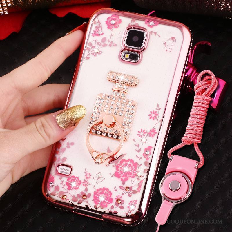 Samsung Galaxy S4 Coque Protection Placage Or Rose Strass Incassable Étoile Étui