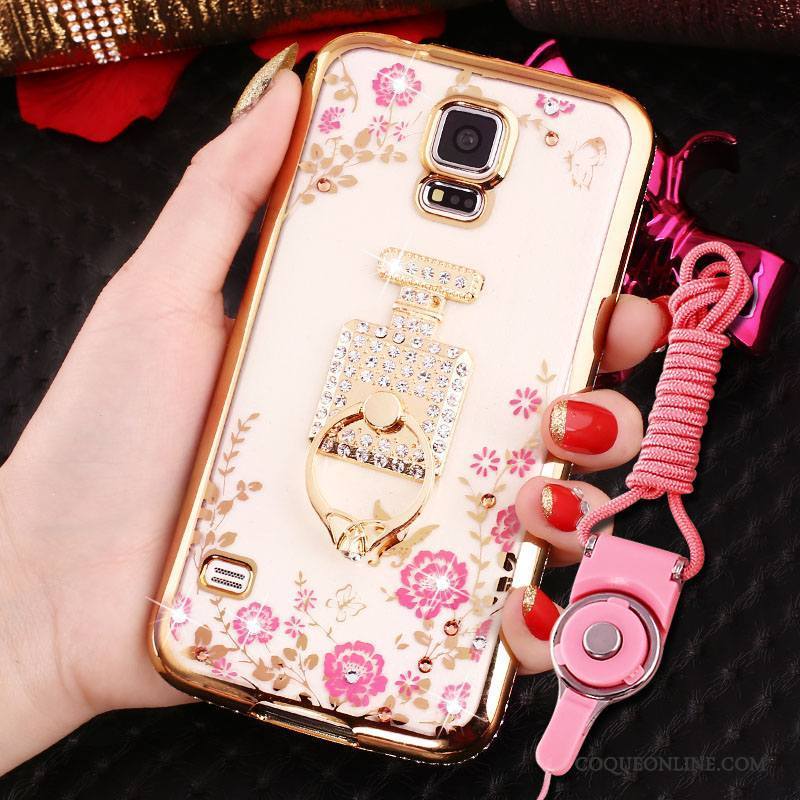 Samsung Galaxy S4 Coque Protection Placage Or Rose Strass Incassable Étoile Étui