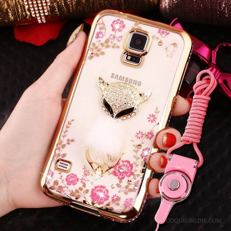 Samsung Galaxy S4 Coque Protection Placage Or Rose Strass Incassable Étoile Étui