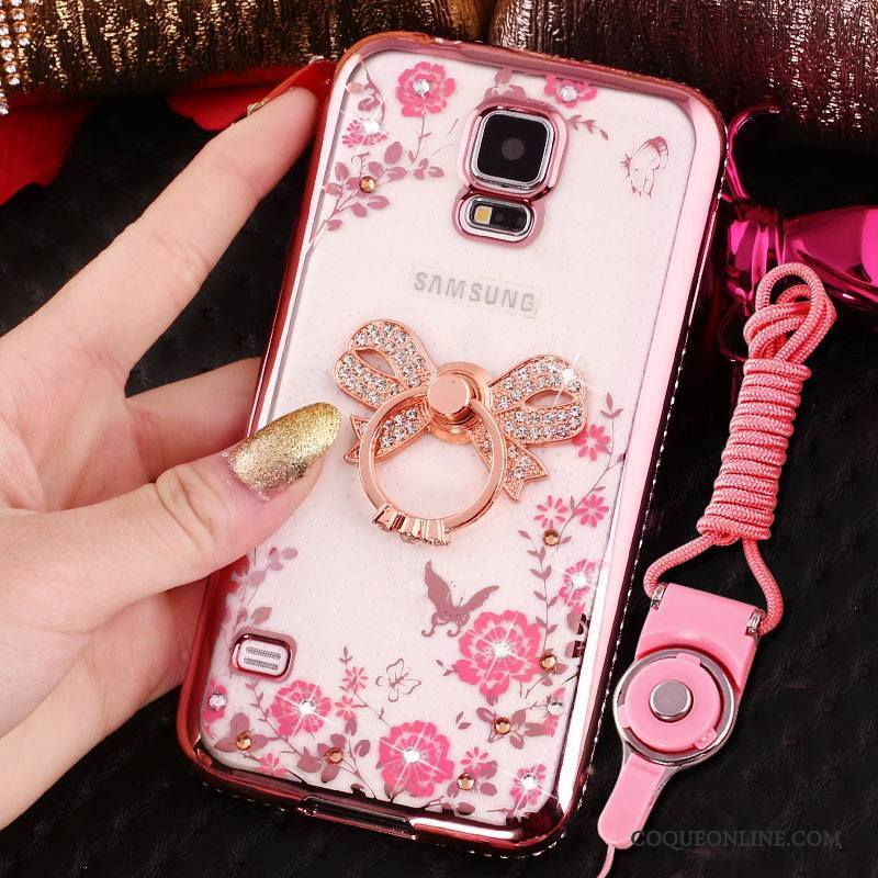 Samsung Galaxy S4 Coque Protection Placage Or Rose Strass Incassable Étoile Étui