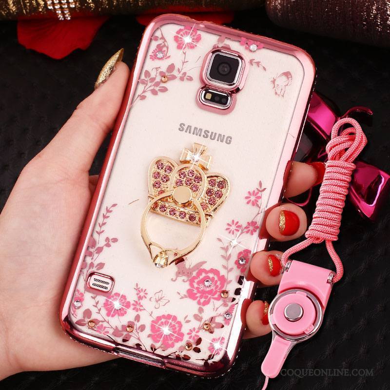 Samsung Galaxy S4 Coque Protection Placage Or Rose Strass Incassable Étoile Étui