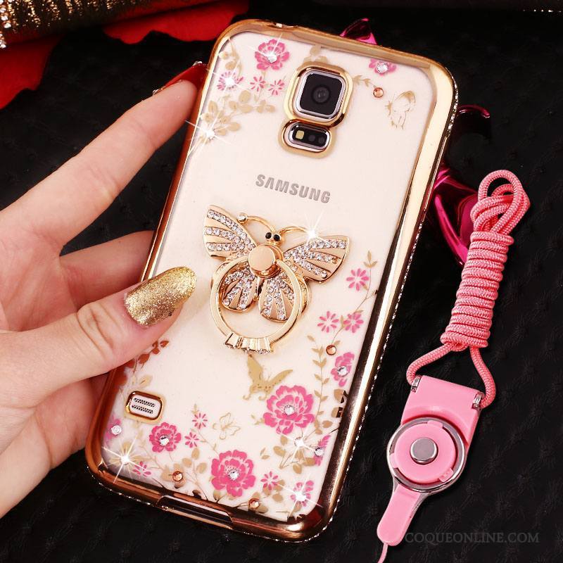 Samsung Galaxy S4 Coque Protection Placage Or Rose Strass Incassable Étoile Étui