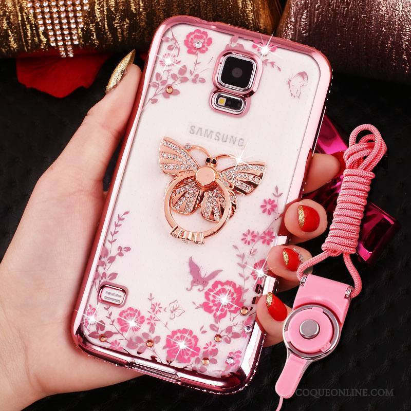 Samsung Galaxy S4 Coque Protection Placage Or Rose Strass Incassable Étoile Étui