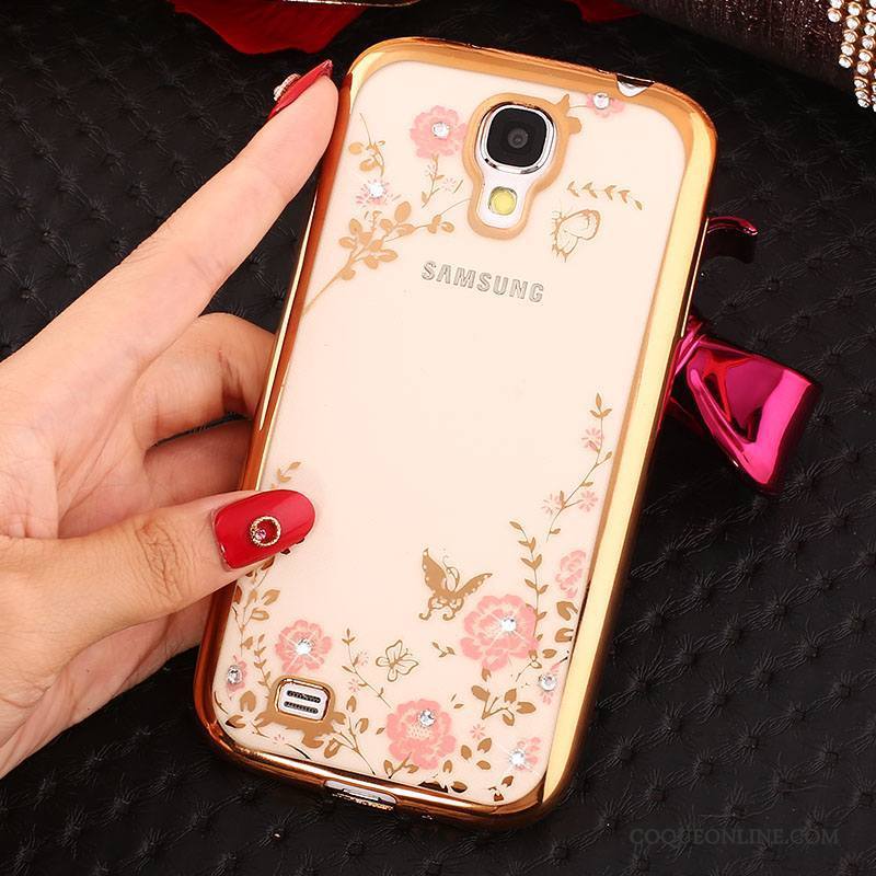 Samsung Galaxy S4 Or Rose Strass Coque Silicone De Téléphone Protection Étoile