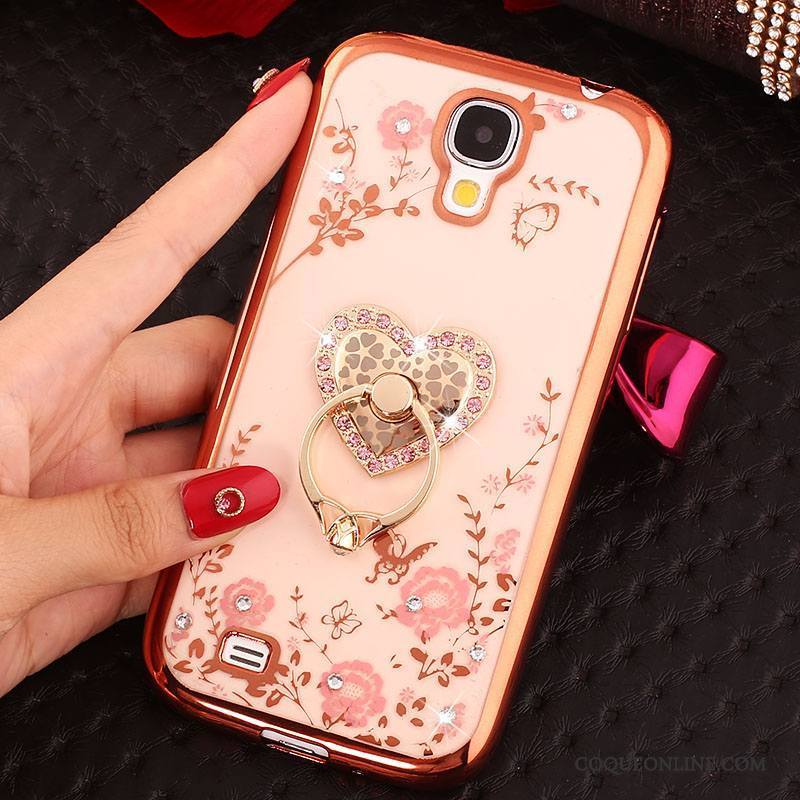 Samsung Galaxy S4 Or Rose Strass Coque Silicone De Téléphone Protection Étoile