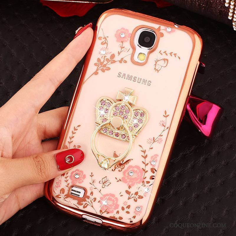 Samsung Galaxy S4 Or Rose Strass Coque Silicone De Téléphone Protection Étoile