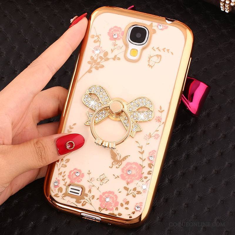 Samsung Galaxy S4 Or Rose Strass Coque Silicone De Téléphone Protection Étoile