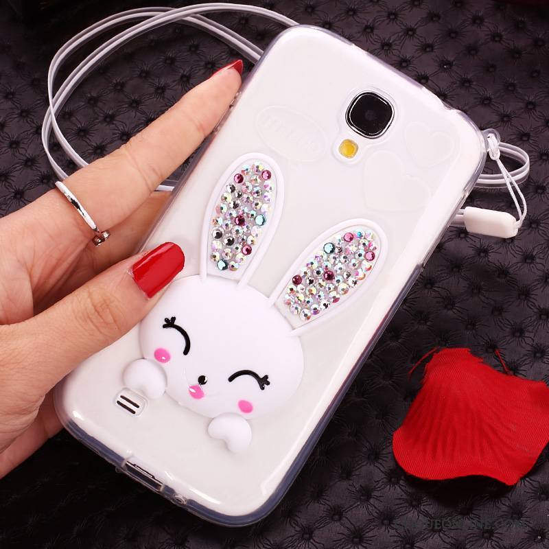 Samsung Galaxy S4 Rose Protection Étui Coque En Silicone Cou Suspendu De Téléphone Strass