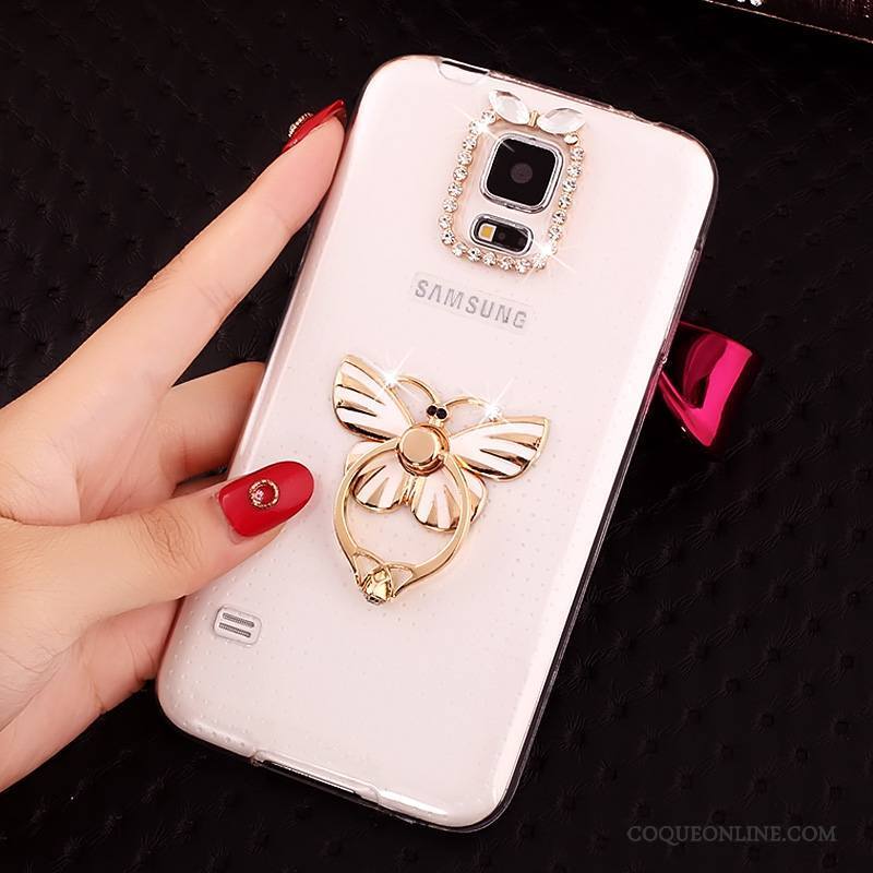 Samsung Galaxy S5 Coque Fluide Doux Incassable Transparent Étoile Étui Protection Strass