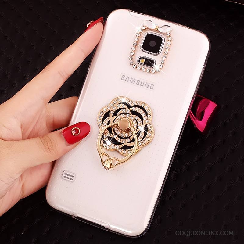 Samsung Galaxy S5 Coque Fluide Doux Incassable Transparent Étoile Étui Protection Strass