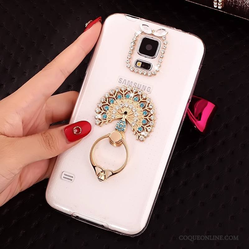 Samsung Galaxy S5 Coque Fluide Doux Incassable Transparent Étoile Étui Protection Strass