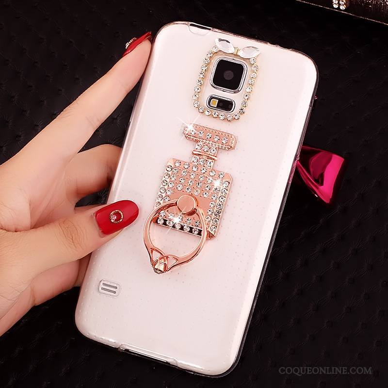 Samsung Galaxy S5 Coque Fluide Doux Incassable Transparent Étoile Étui Protection Strass