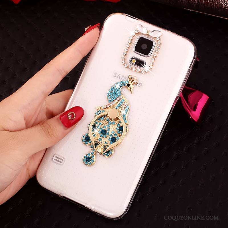 Samsung Galaxy S5 Coque Fluide Doux Incassable Transparent Étoile Étui Protection Strass