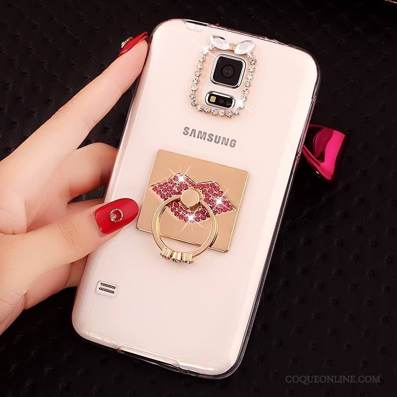 Samsung Galaxy S5 Coque Fluide Doux Incassable Transparent Étoile Étui Protection Strass