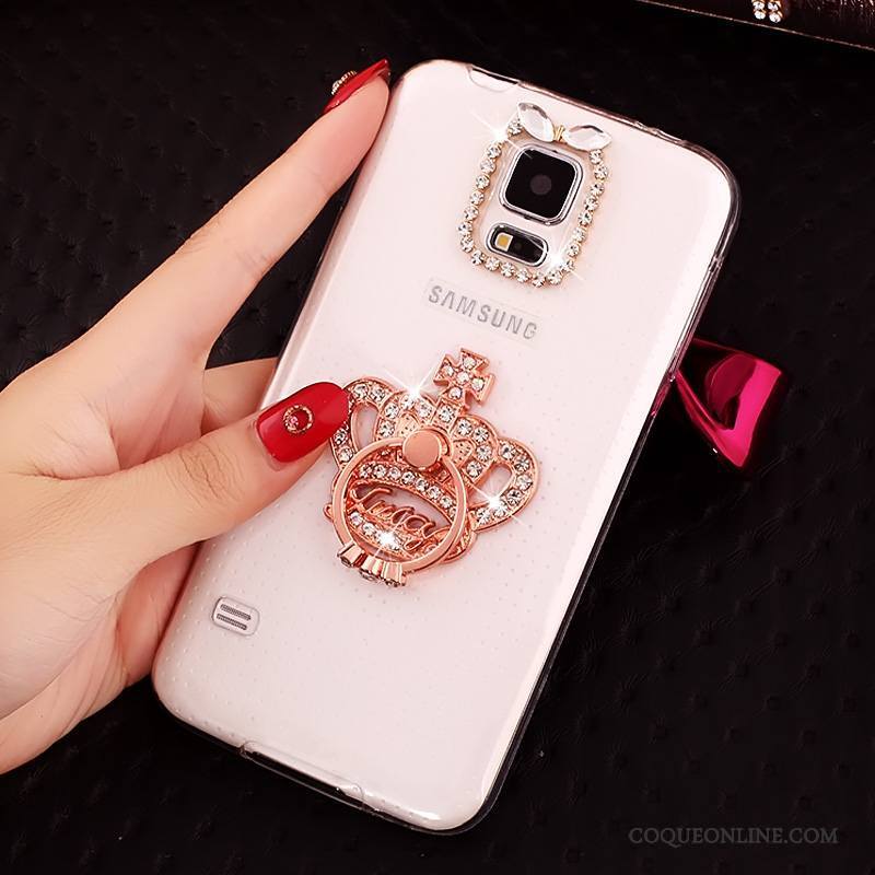 Samsung Galaxy S5 Coque Fluide Doux Incassable Transparent Étoile Étui Protection Strass