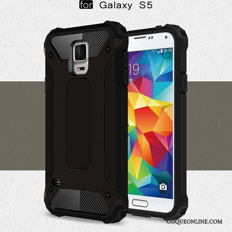 Samsung Galaxy S5 Coque Incassable Argent Protection Délavé En Daim Étui Couvercle Arrière Silicone