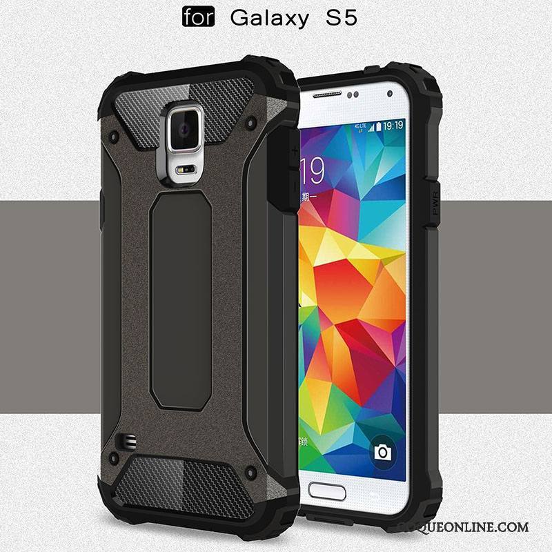 Samsung Galaxy S5 Coque Incassable Argent Protection Délavé En Daim Étui Couvercle Arrière Silicone