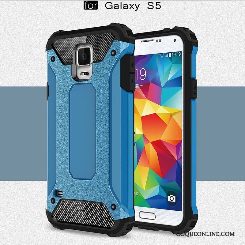 Samsung Galaxy S5 Coque Incassable Argent Protection Délavé En Daim Étui Couvercle Arrière Silicone